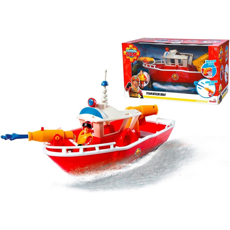 Jucarii, Copii si Bebe - Jucarii si jocuri - Figurine - Barca Simba Fireman Sam Titan Fireboat 32 cm cu figurina si accesorii - Infinity.ro