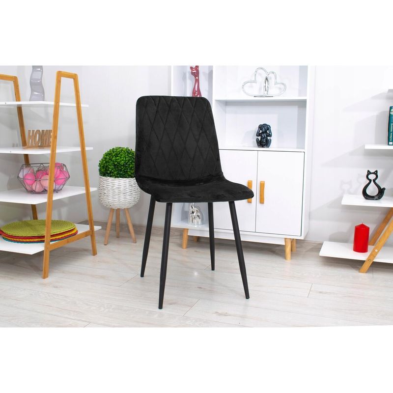 Casa si Gradina - Mobilier - Scaune si fotolii - Scaune - Scaun bucatarie/living, Mercaton, Turin, catifea, metal, negru, 44.5x53x88.5 cm - Infinity.ro