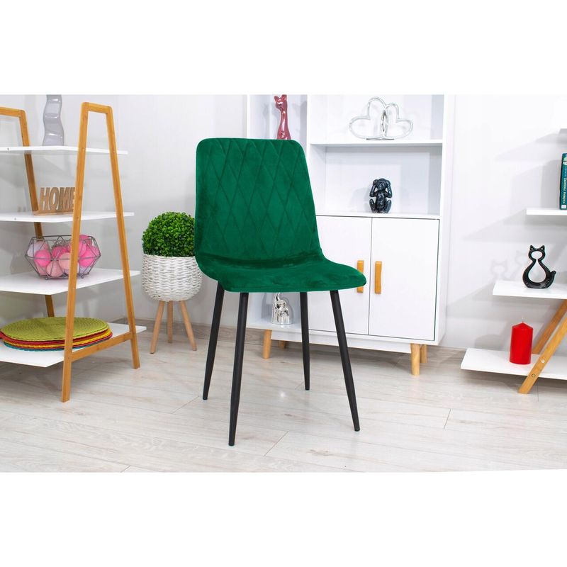 Casa si Gradina - Mobilier - Scaune si fotolii - Scaune - Scaun bucatarie/living, Mercaton, Turin, catifea, metal, verde si negru, 44.5x53x88.5 cm - Infinity.ro
