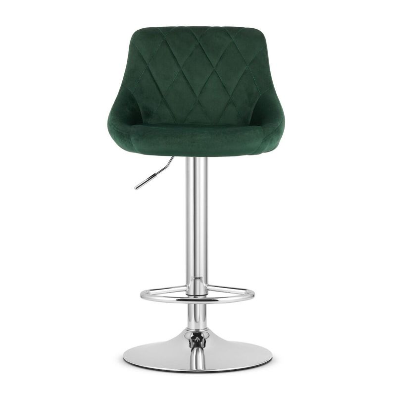 Casa si Gradina - Mobilier - Scaune si fotolii - Scaune - Scaun de bucatarie/bar, Mercaton, Kast, rotativ, catifea, verde si argintiu, 45.5x49x85-105 cm - Infinity.ro