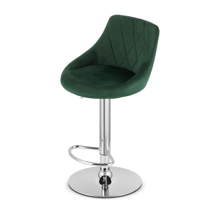 Casa si Gradina - Mobilier - Scaune si fotolii - Scaune - Scaun de bucatarie/bar, Mercaton, Kast, rotativ, catifea, verde si argintiu, 45.5x49x85-105 cm - Infinity.ro