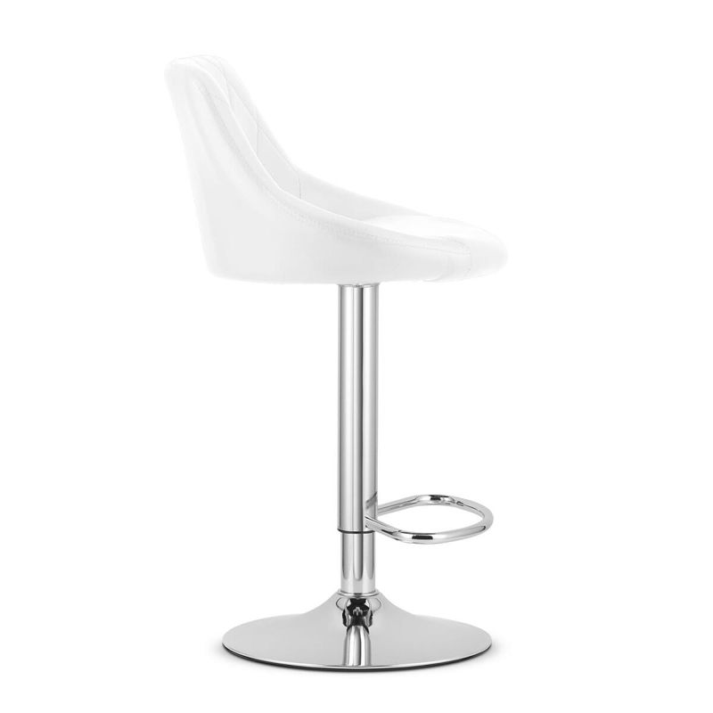 Casa si Gradina - Mobilier - Scaune si fotolii - Scaune - Scaun de bucatarie/bar, Mercaton, Kast, rotativ, piele ecologica, alb si argintiu, 45.5x48.5x85-105 cm - Infinity.ro
