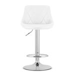 Casa si Gradina - Mobilier - Scaune si fotolii - Scaune - Scaun de bucatarie/bar, Mercaton, Kast, rotativ, piele ecologica, alb si argintiu, 45.5x48.5x85-105 cm - Infinity.ro