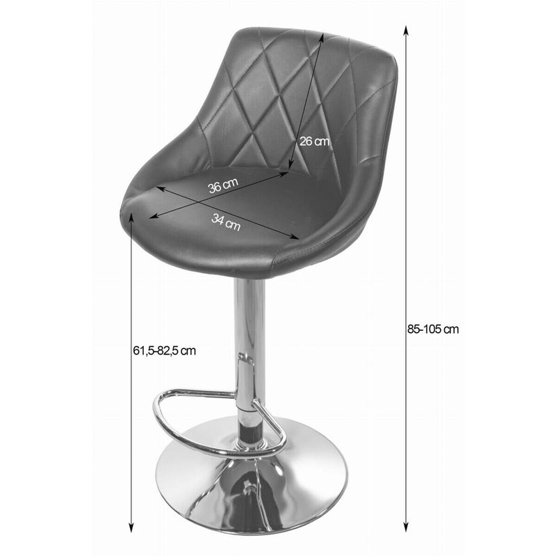 Casa si Gradina - Mobilier - Scaune si fotolii - Scaune - Scaun de bucatarie/bar, Mercaton, Kast, rotativ, piele ecologica, alb si argintiu, 45.5x48.5x85-105 cm - Infinity.ro