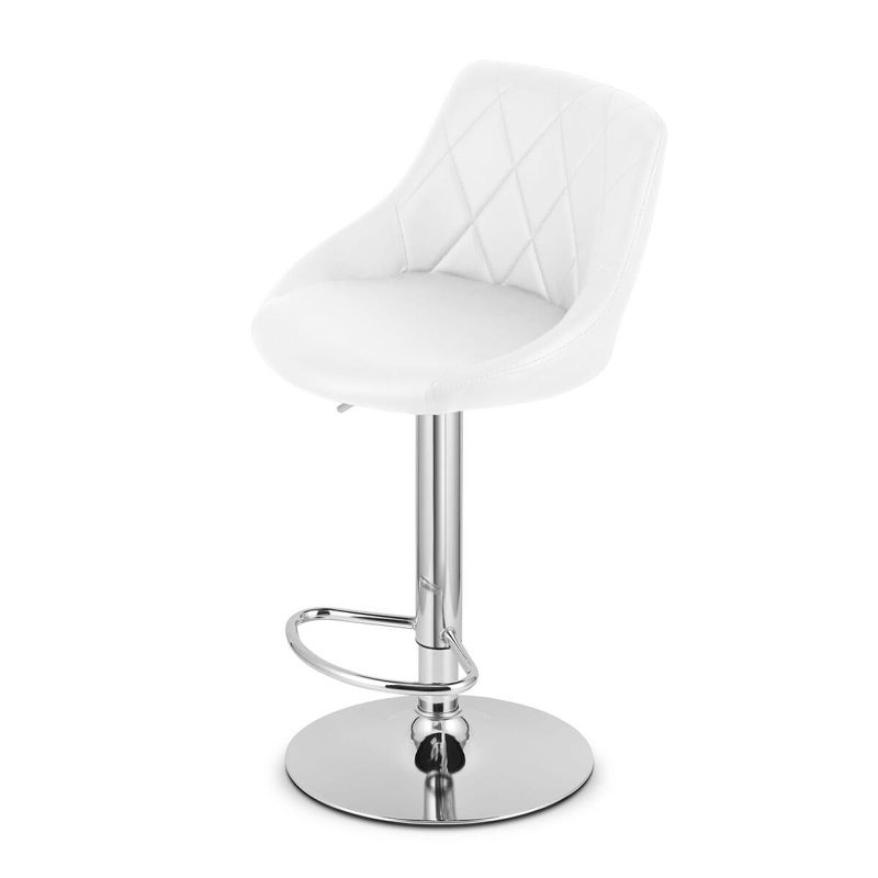 Casa si Gradina - Mobilier - Scaune si fotolii - Scaune - Scaun de bucatarie/bar, Mercaton, Kast, rotativ, piele ecologica, alb si argintiu, 45.5x48.5x85-105 cm - Infinity.ro