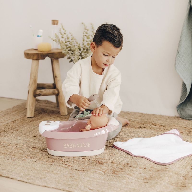 Jucarii, Copii si Bebe - Jucarii si jocuri - Papusi si accesorii - Papusi - Cadita pentru papusa Smoby Baby Nurse Baleno Bath roz cu accesorii - Infinity.ro