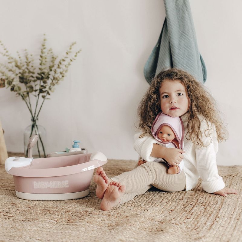 Jucarii, Copii si Bebe - Jucarii si jocuri - Papusi si accesorii - Papusi - Cadita pentru papusa Smoby Baby Nurse Baleno Bath roz cu accesorii - Infinity.ro