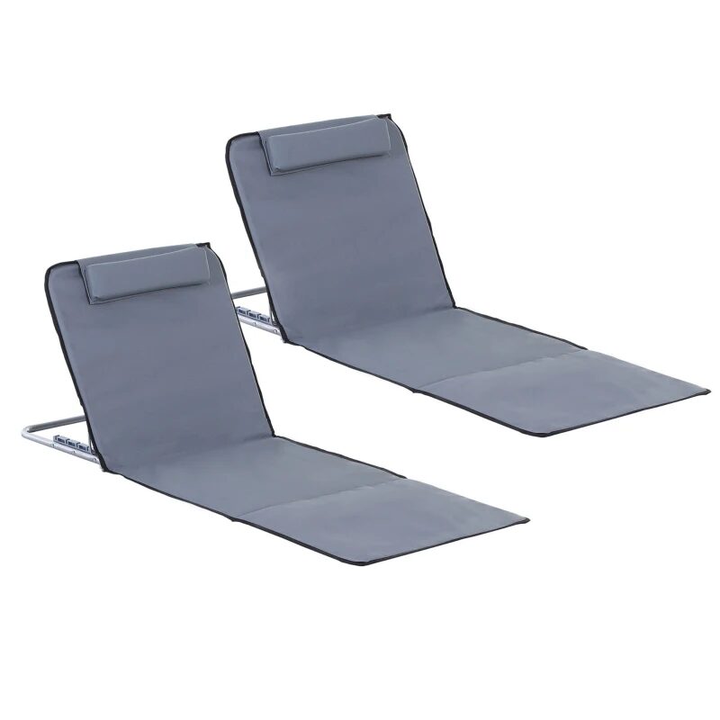 Jucarii, Copii si Bebe - Jucarii si jocuri - Jucarii de exterior - Jucarii pentru plaja si nisip - Set 2 saltele pentru plaja cu spatar reglabil, 5 nivele, gri, 134x48x36-45 cm - Infinity.ro