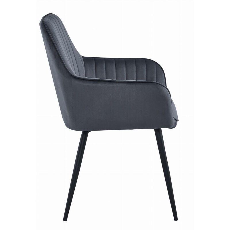 Casa si Gradina - Mobilier - Scaune si fotolii - Scaune - Scaun bucatarie/living, Mercaton, Solden, catifea, metal, gri inchis si negru, 55x45.5x83.5 cm - Infinity.ro