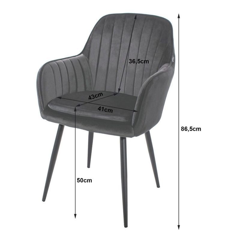 Casa si Gradina - Mobilier - Scaune si fotolii - Scaune - Scaun bucatarie/living, Mercaton, Lugo, catifea, metal, argintiu si negru, 57.5x56.5x86.5 cm - Infinity.ro