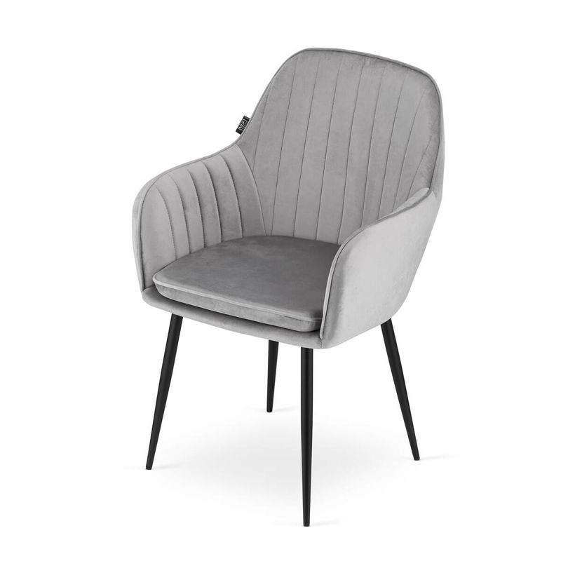 Casa si Gradina - Mobilier - Scaune si fotolii - Scaune - Scaun bucatarie/living, Mercaton, Lugo, catifea, metal, argintiu si negru, 57.5x56.5x86.5 cm - Infinity.ro