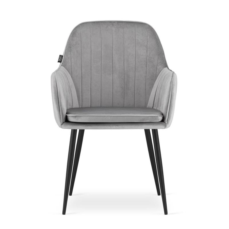 Casa si Gradina - Mobilier - Scaune si fotolii - Scaune - Scaun bucatarie/living, Mercaton, Lugo, catifea, metal, argintiu si negru, 57.5x56.5x86.5 cm - Infinity.ro