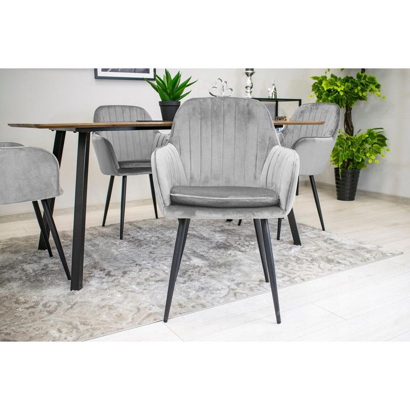 Casa si Gradina - Mobilier - Scaune si fotolii - Scaune - Scaun bucatarie/living, Mercaton, Lugo, catifea, metal, argintiu si negru, 57.5x56.5x86.5 cm - Infinity.ro