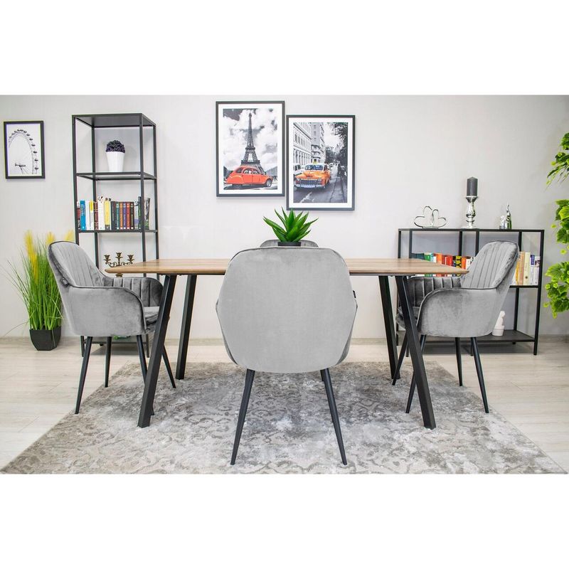 Casa si Gradina - Mobilier - Scaune si fotolii - Scaune - Scaun bucatarie/living, Mercaton, Lugo, catifea, metal, argintiu si negru, 57.5x56.5x86.5 cm - Infinity.ro