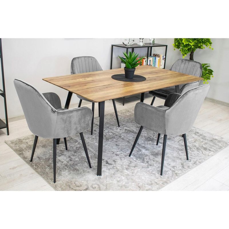 Casa si Gradina - Mobilier - Scaune si fotolii - Scaune - Scaun bucatarie/living, Mercaton, Lugo, catifea, metal, argintiu si negru, 57.5x56.5x86.5 cm - Infinity.ro
