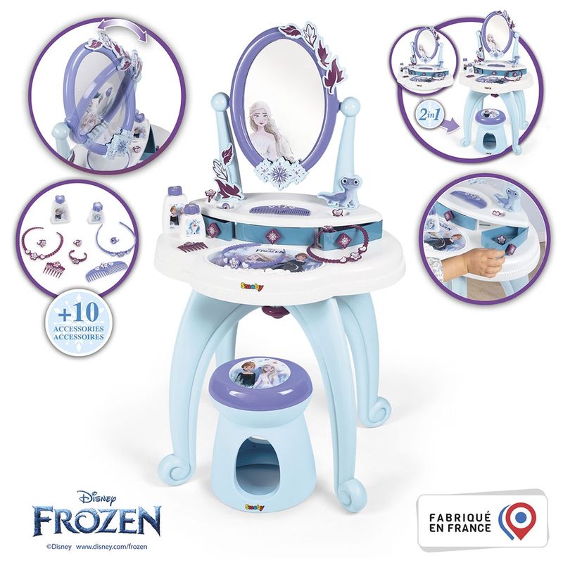Jucarii, Copii si Bebe - Jucarii si jocuri - Jucarii de rol - Frumusete, bijuterii si accesorii fetite - Jucarie Smoby Masuta de machiaj Frozen Hairdresser 2 in 1 - Infinity.ro