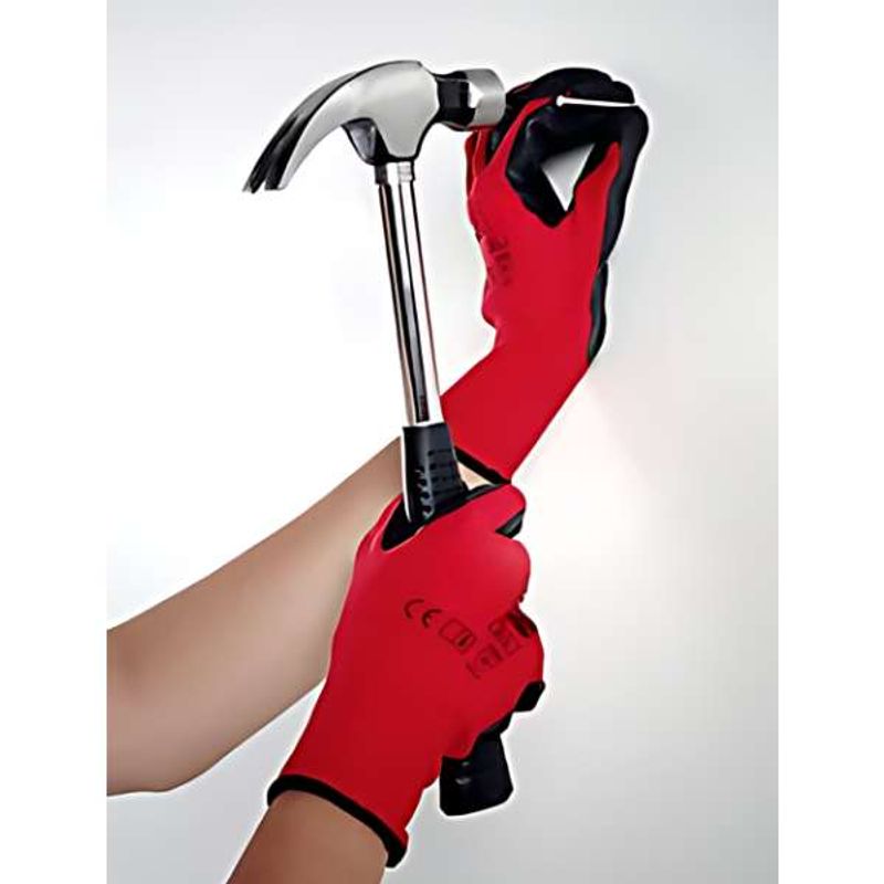 Sport si Outdoor - Echipament Sportiv - Echipamente sport copii - Protectii sport copii - Set 2 Manusi Mercaton cu Palme Acoperite din Latex Calibru 13, Respirabile, Rosu cu Negru, Marimea 9, L - Infinity.ro