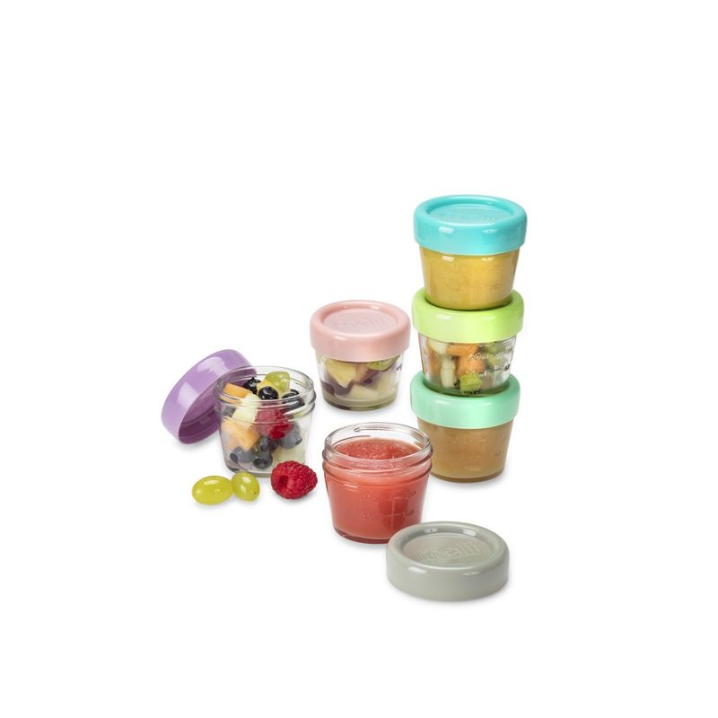 Jucarii, Copii si Bebe - Hrana si alaptare - Biberoane, suzete si accesorii hranire - Articole hranire bebelusi - Set 6 recipiente sticla pentru hrana bebe, melii, 118 ml - Infinity.ro