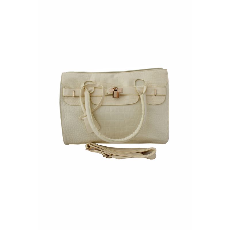 Fashion, accesorii si bijuterii - Femei - Accesorii femei - Genti si rucsacuri femei - Geanta dama cu model piele de crocodil, bareta detasabila, Bej, POSETA-CR - Infinity.ro