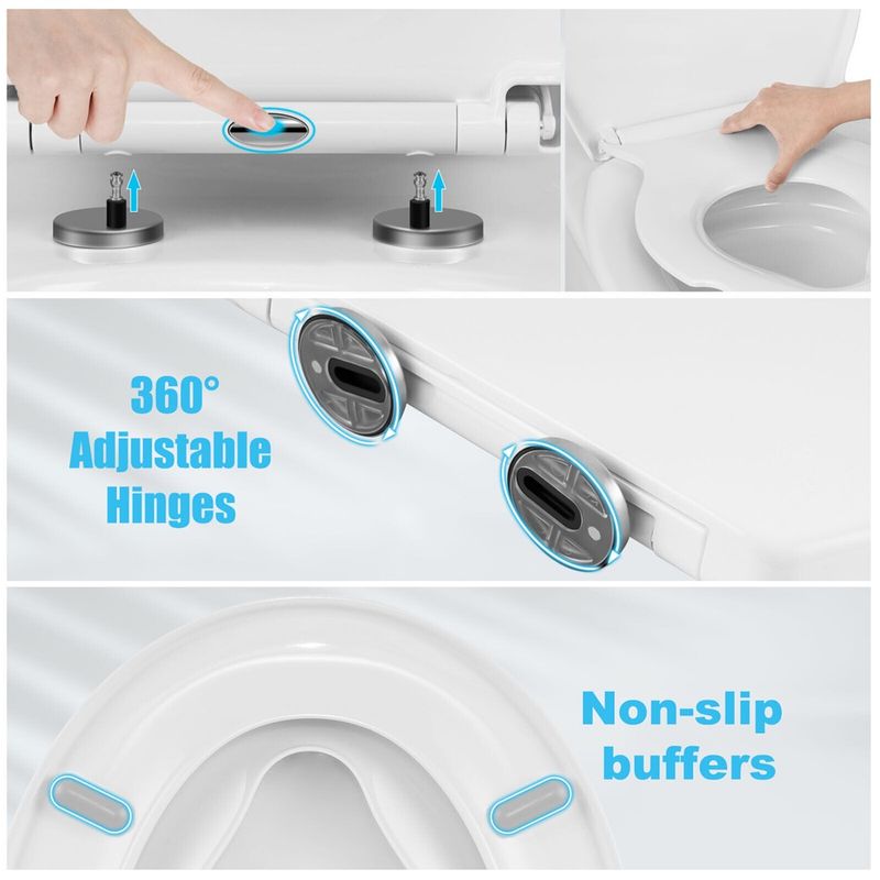 Casa si Gradina - Sanitare - Obiecte sanitare - Accesorii vase de toaleta - Capac toaleta 2 in 1, inchidere silentioasa, cu reductie copii, alb, Vivo, WTS-208 - Infinity.ro