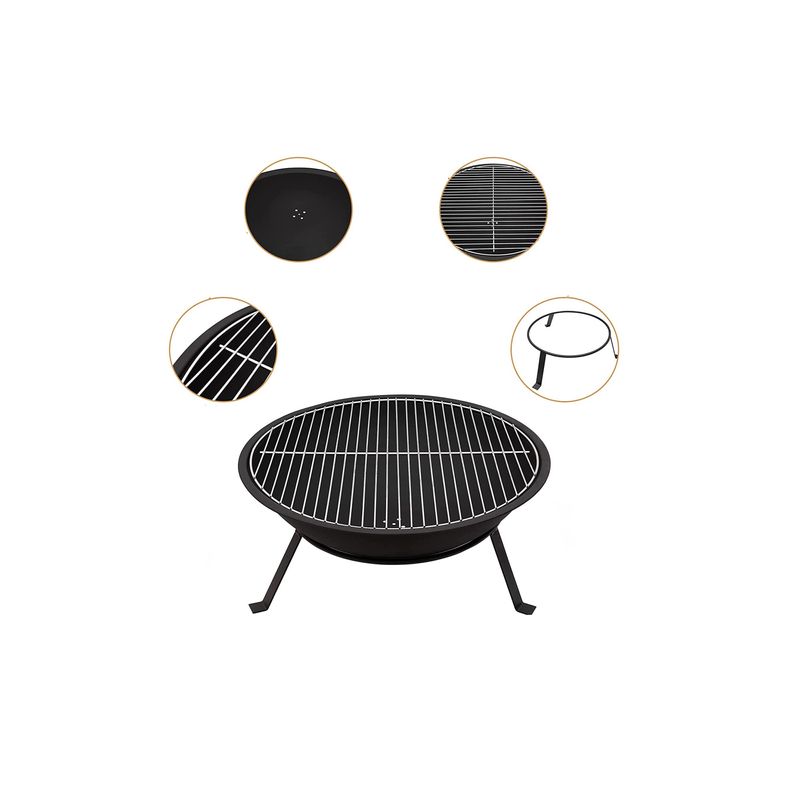 Casa si Gradina - Gradina si terasa - Gratare si accesorii - Gratare de gradina - Vatra de foc cu grill, 55 x 26 cm, negru, otel, WFB50 - Infinity.ro