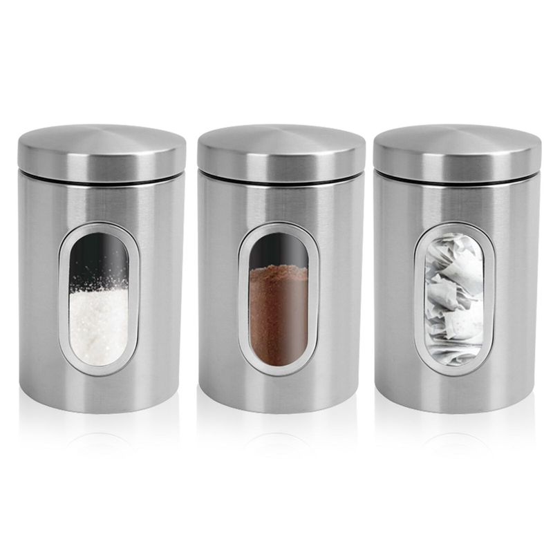 Casa si Gradina - Bucatarie si vesela - Organizare si depozitare bucatarie - Cutii alimentare - Set 3 recipiente depozitare pentru bucatarie, otel inoxidabil, VIVO, 17 x 11cm, 221014-16 - Infinity.ro