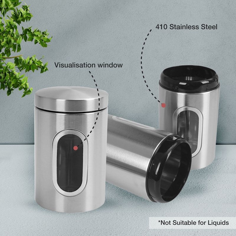 Casa si Gradina - Bucatarie si vesela - Organizare si depozitare bucatarie - Cutii alimentare - Set 3 recipiente depozitare pentru bucatarie, otel inoxidabil, VIVO, 17 x 11cm, 221014-16 - Infinity.ro