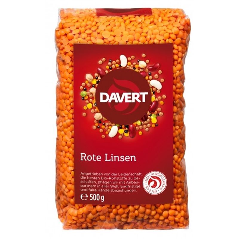 Market - Bacanie - Alimente de baza - Alte alimente si ingrediente - Linte rosie bio 500g DAVERT - Infinity.ro