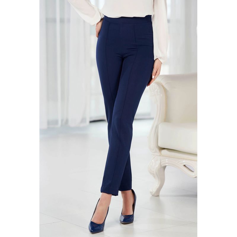 Fashion, accesorii si bijuterii - Femei - Imbracaminte femei - Pantaloni femei - Pantaloni Dama Eleganti StarShinerS 039012 S INTL Bleumarin - Infinity.ro