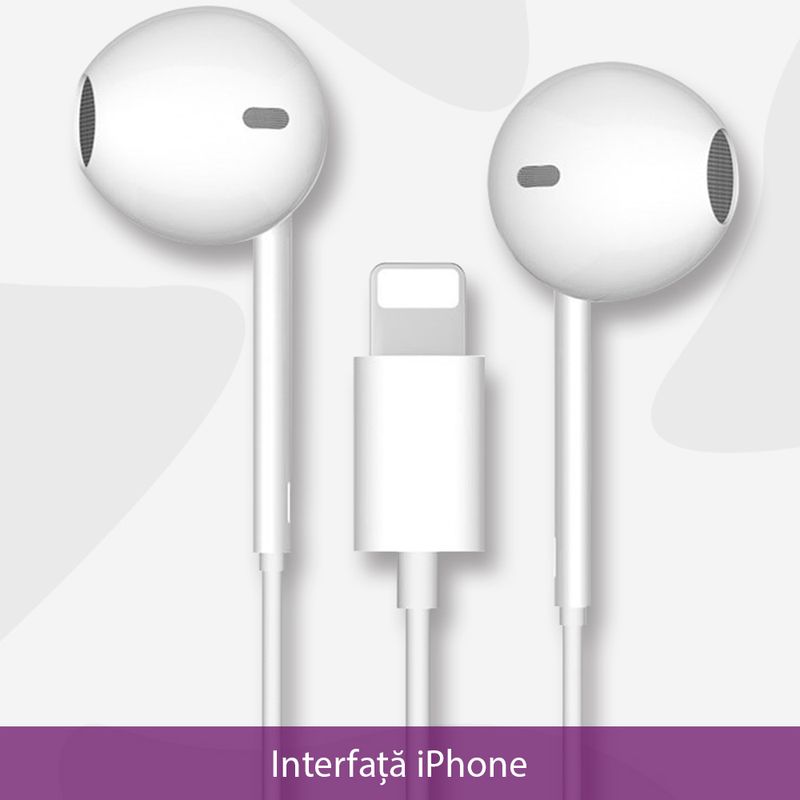 TV, Audio-Video si Foto - Portabile audio - Casti audio - Casti Audio Stereo Lightning cu Microfon, 1.2m, Yesido (YH28), alb - Infinity.ro