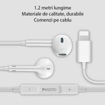 TV, Audio-Video si Foto - Portabile audio - Casti audio - Casti Audio Stereo Lightning cu Microfon, 1.2m, Yesido (YH28), alb - Infinity.ro