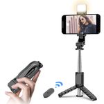 Laptop, Telefoane si Tablete - Telefoane mobile si accesorii - Accesorii Telefoane - Selfie stick-uri - Selfie Stick cu Trepied si Telecomanda, 76cm, Mini, Techsuit (Q11s), negru - Infinity.ro