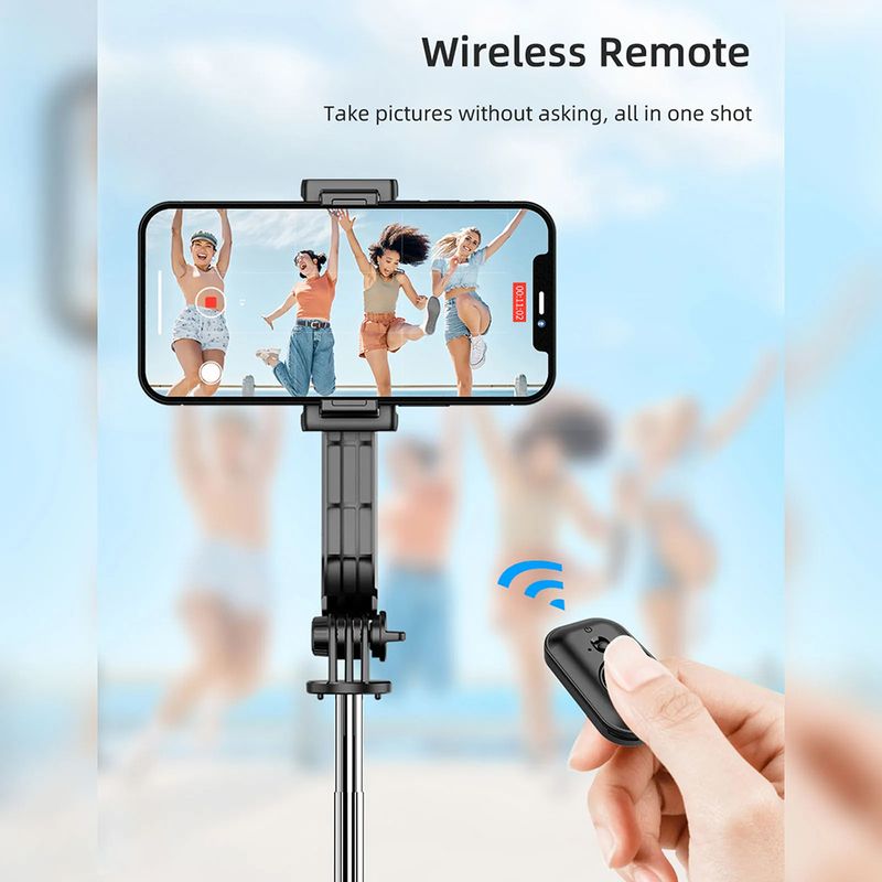 Laptop, Telefoane si Tablete - Telefoane mobile si accesorii - Accesorii Telefoane - Selfie stick-uri - Selfie Stick cu Trepied si Telecomanda, Pliabil, 106cm, Techsuit (C01), negru - Infinity.ro