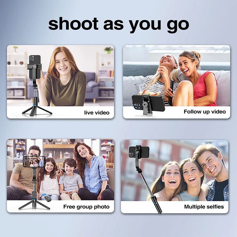 Laptop, Telefoane si Tablete - Telefoane mobile si accesorii - Accesorii Telefoane - Selfie stick-uri - Selfie Stick cu Trepied si Telecomanda, Pliabil, 106cm, Techsuit (C01), negru - Infinity.ro