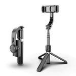 Laptop, Telefoane si Tablete - Telefoane mobile si accesorii - Accesorii Telefoane - Selfie stick-uri - Selfie Stick cu Trepied si Telecomanda, 86cm, Techsuit (L08), negru - Infinity.ro