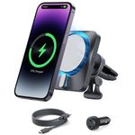 Laptop, Telefoane si Tablete - Telefoane mobile si accesorii - Accesorii Telefoane - Incarcatoare telefoane - ESR, [3pcs Bundle] Car Holder with Wireless Charger CryoBoost (2B513), with Cable, Car Charger, MagSafe, Apple MFi, argintiu - Infinity.ro