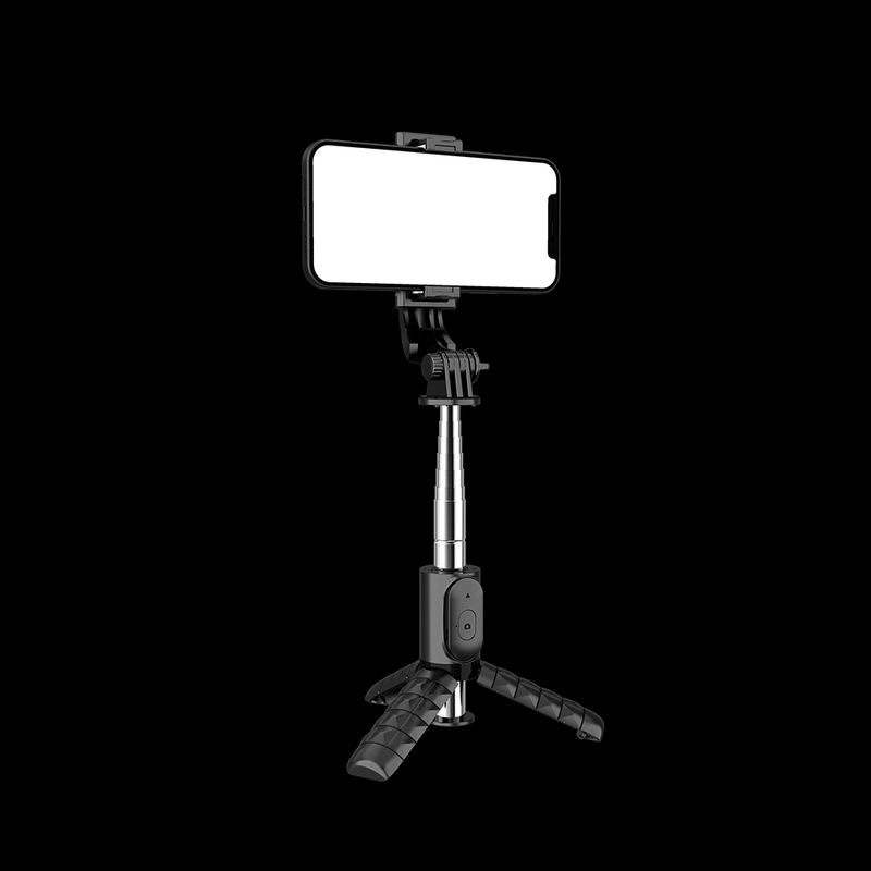 Laptop, Telefoane si Tablete - Telefoane mobile si accesorii - Accesorii Telefoane - Selfie stick-uri - Selfie Stick cu Trepied si Telecomanda, 74cm, Mini, Techsuit (Q11), negru - Infinity.ro