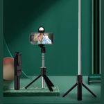 Laptop, Telefoane si Tablete - Telefoane mobile si accesorii - Accesorii Telefoane - Selfie stick-uri - Selfie Stick cu Telecomanda si Lumina LED, 105cm, Techsuit (S05-S), negru - Infinity.ro