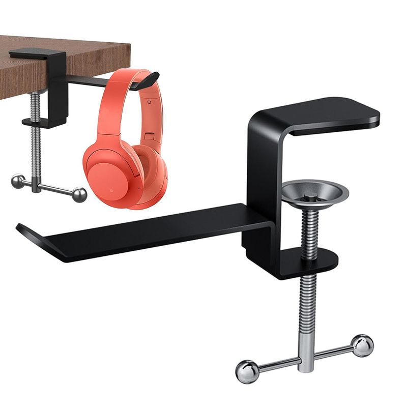 Carti si Birotica - Birotica - Accesorii de birou - Suporturi accesorii birou - Suport Birou Multifunctional, Organizator Genti si Casti, Techsuit (DH1), negru - Infinity.ro