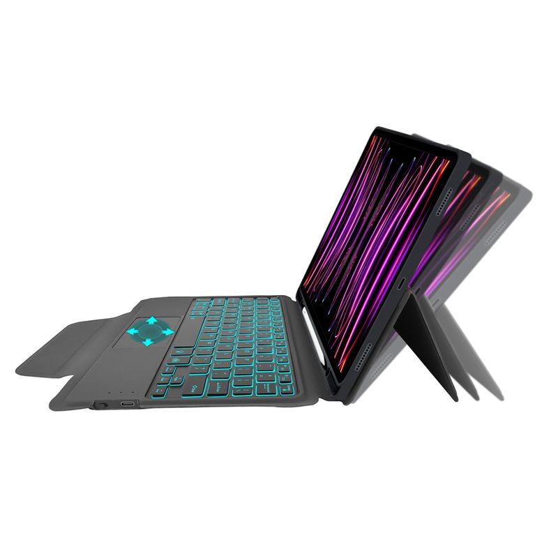 Laptop, Telefoane si Tablete - Tablete si accesorii tablete - Accesorii Tablete - Huse tablete - Husa cu Tastatura pentru iPad Pro 11 (2018/2020/2021/2022), Techsuit KeyTab Pro, negru - Infinity.ro