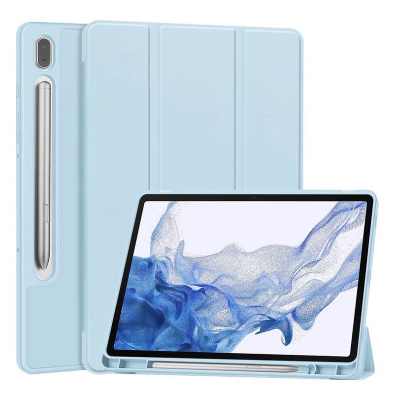 Laptop, Telefoane si Tablete - Tablete si accesorii tablete - Accesorii Tablete - Huse tablete - Husa pentru Samsung Galaxy Tab S7 FE, Techsuit Flex Trifold, Sky albastru - Infinity.ro