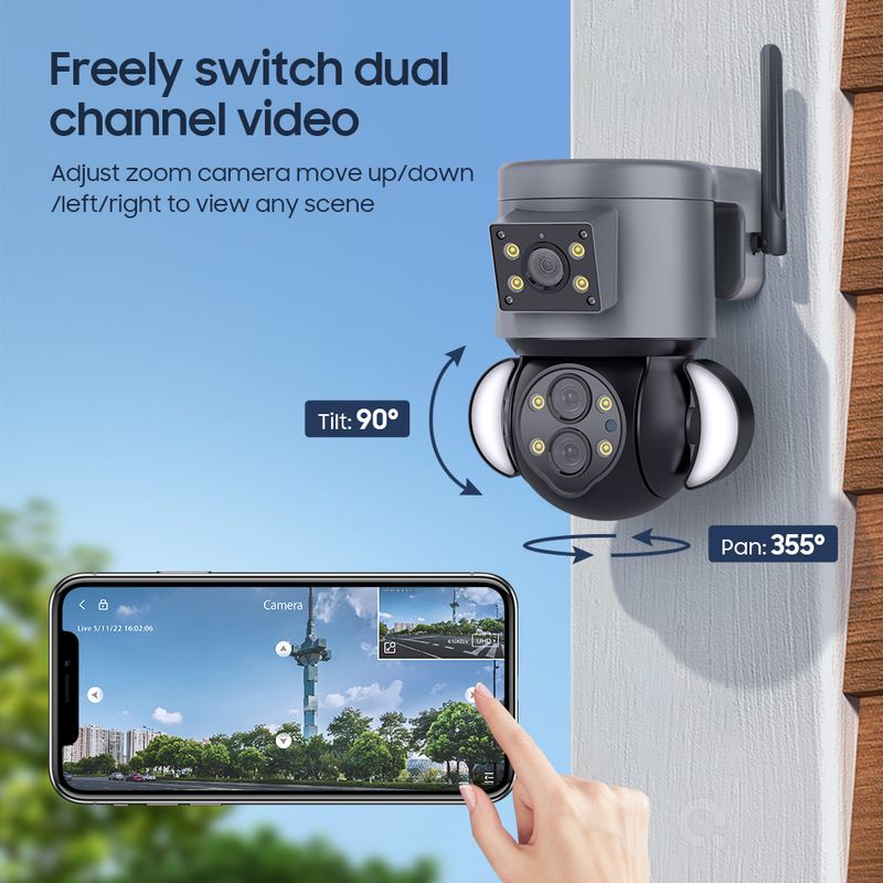 Casa si Gradina - Electrice - Smart Home - Camere de supraveghere - Camera de supraveghere WIFI C Tech® 1 lentila unghi largx0.5 UltraHD 4K lumina cu led alarma senzor miscare+64GB SD card - Infinity.ro