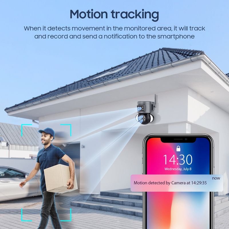 Casa si Gradina - Electrice - Smart Home - Camere de supraveghere - Camera de supraveghere WIFI C Tech® 1 lentila unghi largx0.5 UltraHD 4K lumina cu led alarma senzor miscare+64GB SD card - Infinity.ro