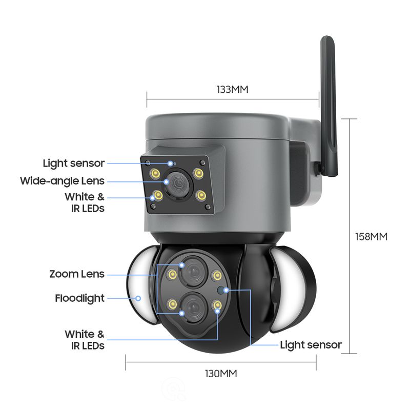 Casa si Gradina - Electrice - Smart Home - Camere de supraveghere - Camera de supraveghere WIFI C Tech® 1 lentila unghi largx0.5 UltraHD 4K lumina cu led alarma senzor miscare+64GB SD card - Infinity.ro