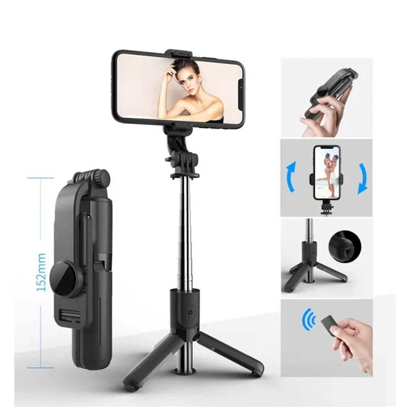 Laptop, Telefoane si Tablete - Telefoane mobile si accesorii - Accesorii Telefoane - Selfie stick-uri - Selfie Stick Stabil cu Trepied si Self Timer, 73cm, Mini, Techsuit (L11), negru - Infinity.ro