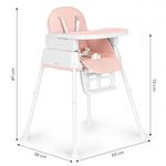 Jucarii, Copii si Bebe - Hrana si alaptare - Scaune de masa bebe - Scaun de masa 3 in 1 pentru copii Ecotoys HA-009 - Roz - Infinity.ro
