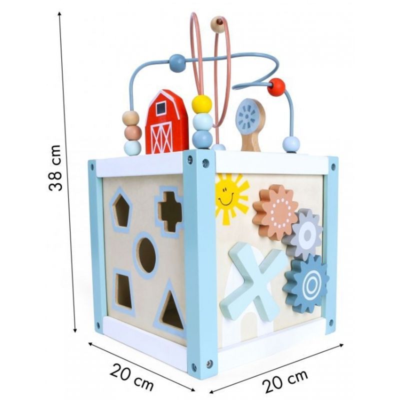 Jucarii, Copii si Bebe - Jucarii si jocuri - Seturi de constructie si cuburi - Cuburi si caramizi - Cub educational din lemn 1020 Ecotoys - Infinity.ro