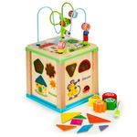 Jucarii, Copii si Bebe - Jucarii si jocuri - Seturi de constructie si cuburi - Cuburi si caramizi - Cub educational din lemn cu tabla Ecotoys HM015470 - Infinity.ro