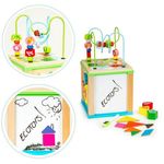 Jucarii, Copii si Bebe - Jucarii si jocuri - Seturi de constructie si cuburi - Cuburi si caramizi - Cub educational din lemn cu tabla Ecotoys HM015470 - Infinity.ro