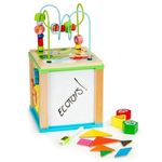 Jucarii, Copii si Bebe - Jucarii si jocuri - Seturi de constructie si cuburi - Cuburi si caramizi - Cub educational din lemn cu tabla Ecotoys HM015470 - Infinity.ro